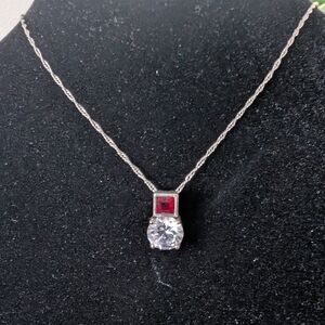 Mary Kay Elegant Costume Jewelry Silver & Red Jewel Set 16"